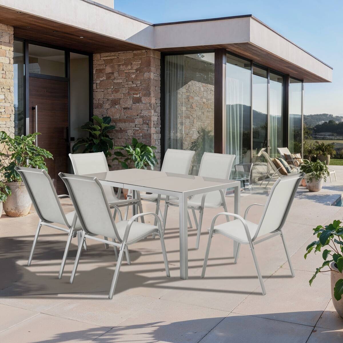 POCOline Gartensitzgruppe Tomar hellgrau Stahl