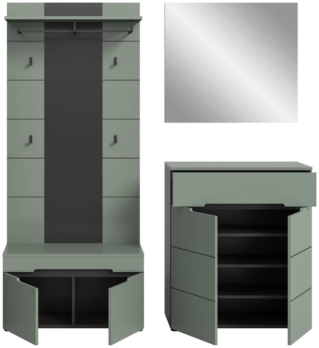 Garderobe Canu grün basaltgrau Nachbildung B/H/T: ca. 175x190x37 cm