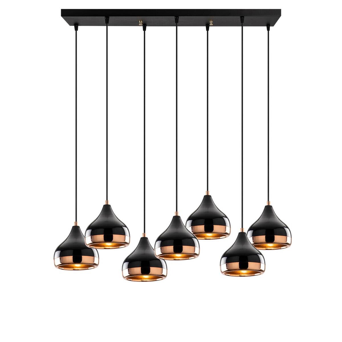 Opviq Pendelleuchte Yildo-6894 schwarz B/H/T/L: ca. 88x112x36x88 cm E27 7 Brennstellen