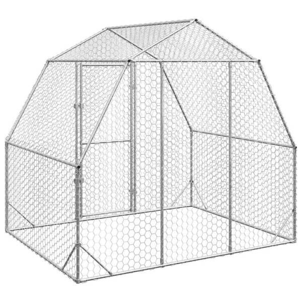 vidaXL Hühnerstall silber Stahl H/L: ca. 225x250 cm