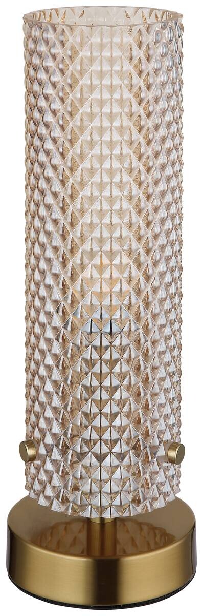 GLOBO Tischleuchte gold amber Glas Metall H/D: ca. 28,5x10 cm E14 1 Brennstellen