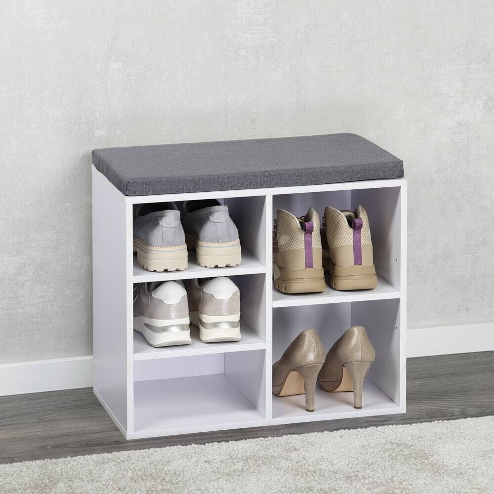 Kesper Schuhschrank mit Sitzkissen weiß Spanplatte B/H/L: ca. 29,5x48x515 cm
