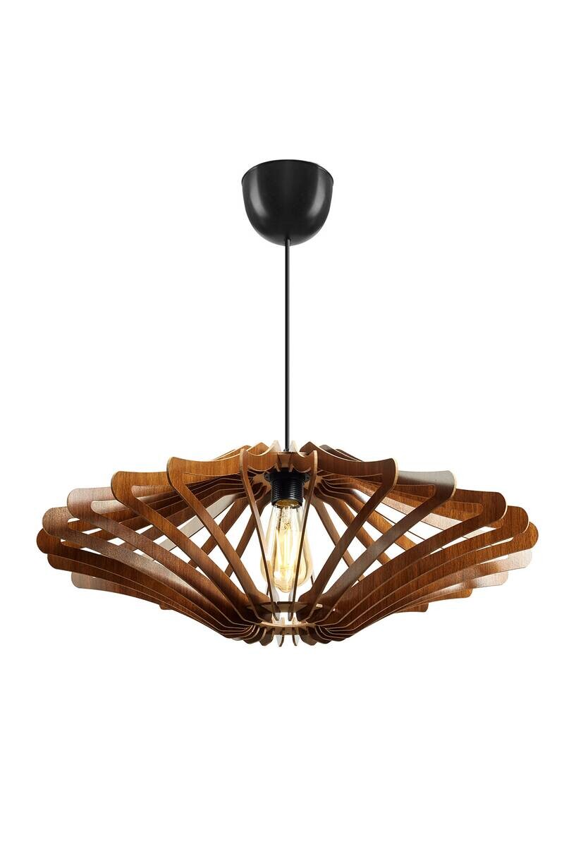 Opviq Pendelleuchte nussbaum MDF B/H/T/L/D: ca. 59x55x59x59x59 cm E27 1 Brennstellen