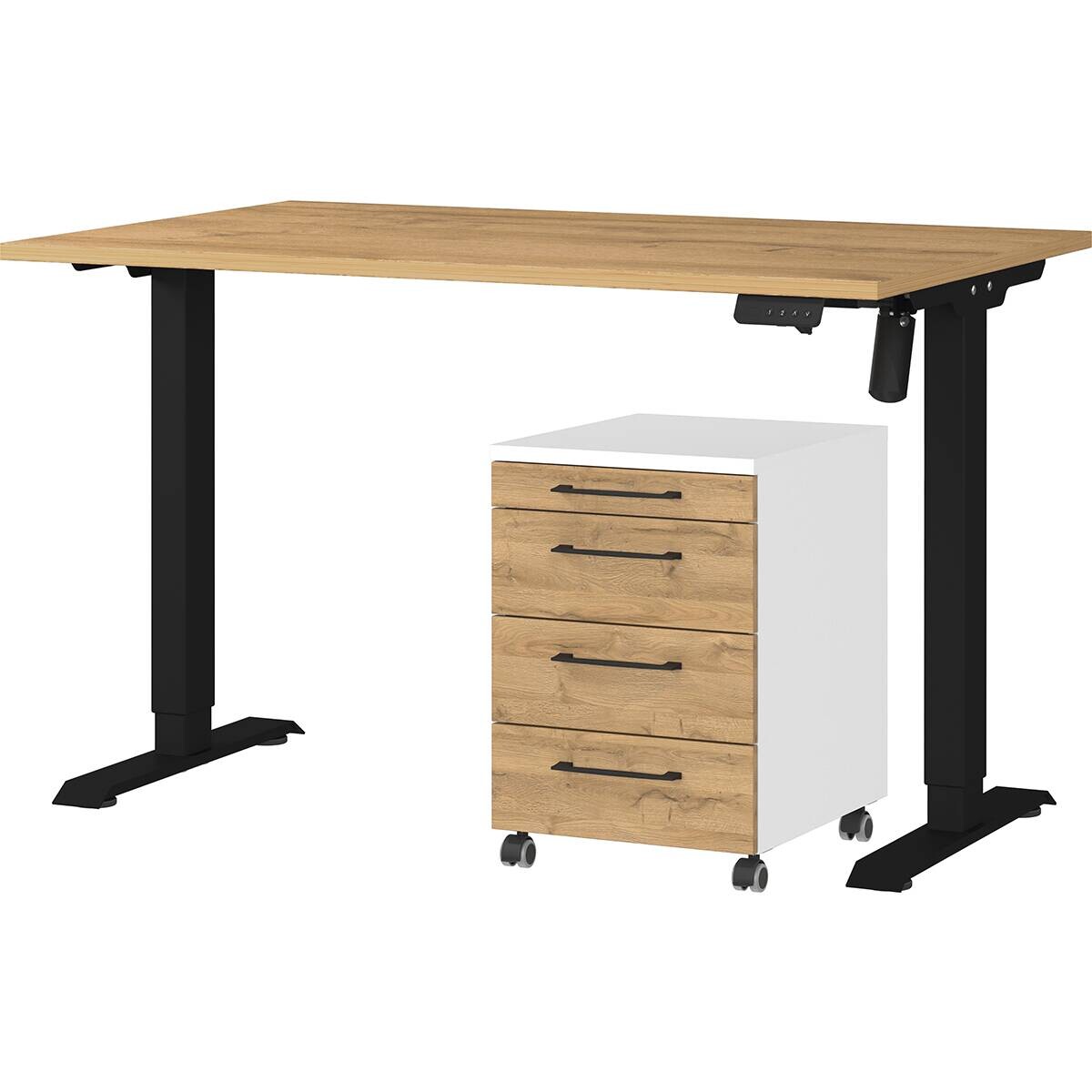 Büro-Sets 9748-559 Eiche Grand-Son Nachbildung weiß schwarz B/H/T: ca. 177x119x80 cm