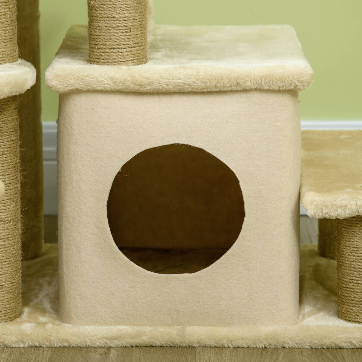 PawHut Katzentreppe m. Schlafhöhle beige Edelstahl B/H/L: ca. 40x60x66 cm