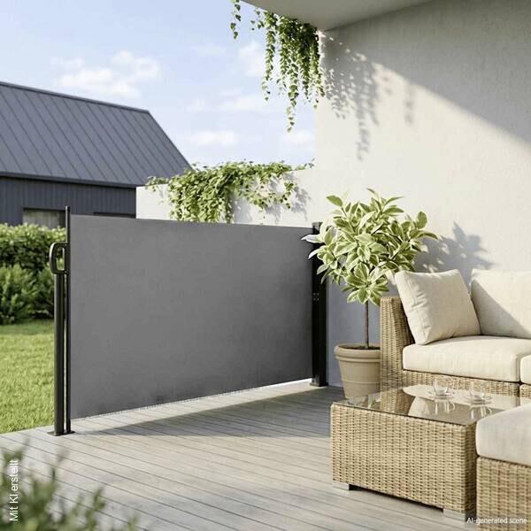 vidaXL Seitenmarkise anthrazit 100% Polyester Stahl B/T/L: ca. 140x300x300 cm