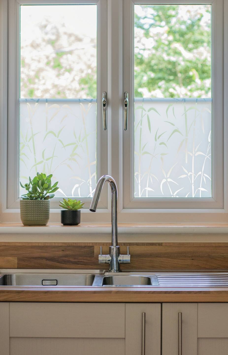 d-c-fix Fensterfolie Bamboo weiß transparent B/L: ca. 67,5x150 cm