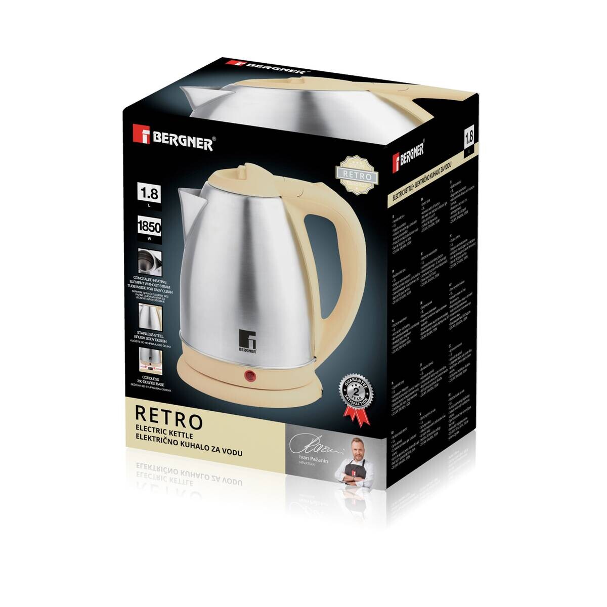 BERGNER Wasserkocher BG-50005-YE gelb Edelstahl Kunststoff B/H/L: ca. 24x16x21 cm ca. 1,8 l