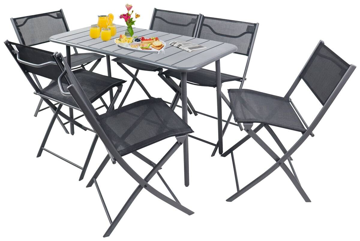 VCM Gartensitzgruppe Sumila schwarz Textilene B/H/L: ca. 45x79x46 cm