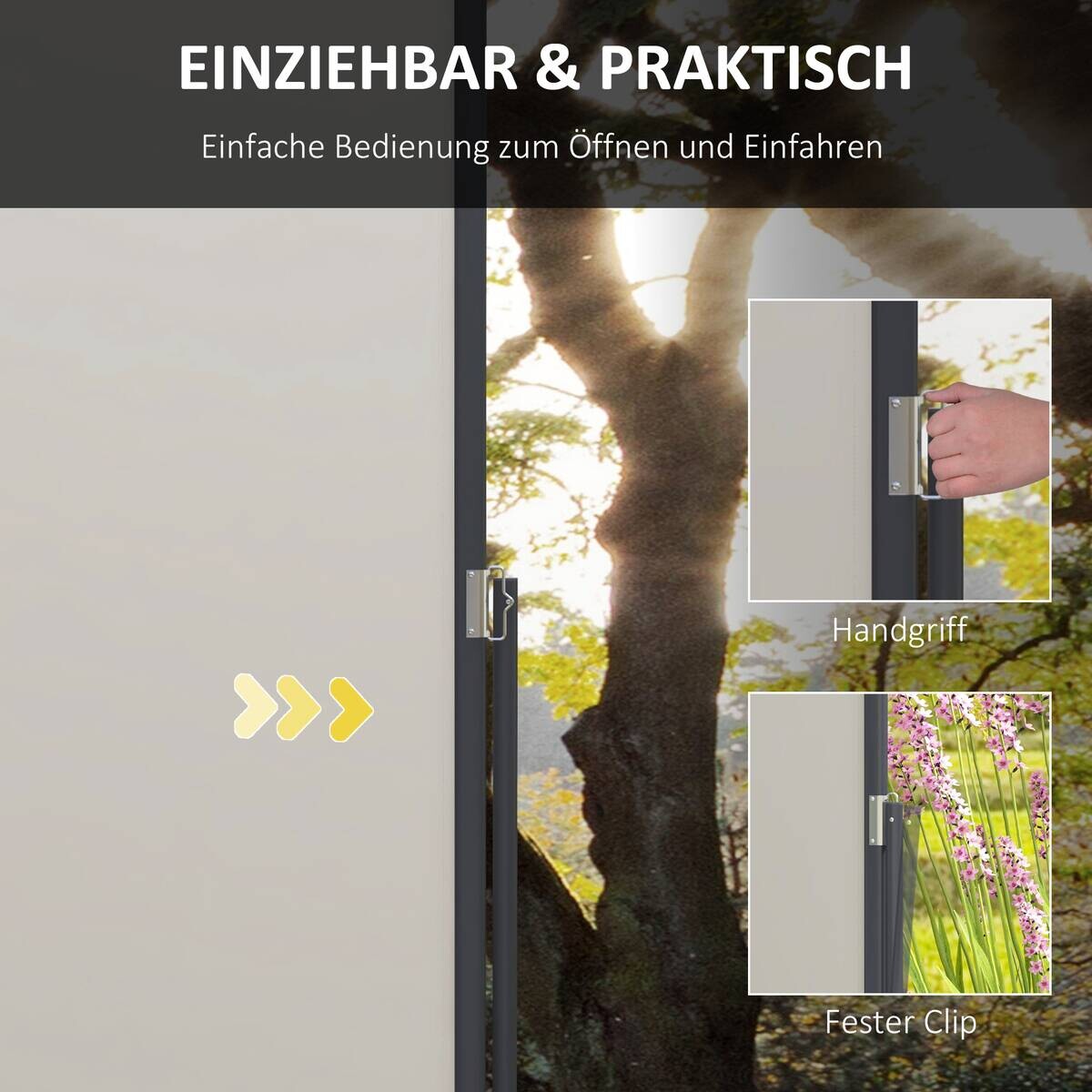 Outsunny Sichtschutz hellgrau Polypropylen B/H/L: ca. 3,5x300x140 cm