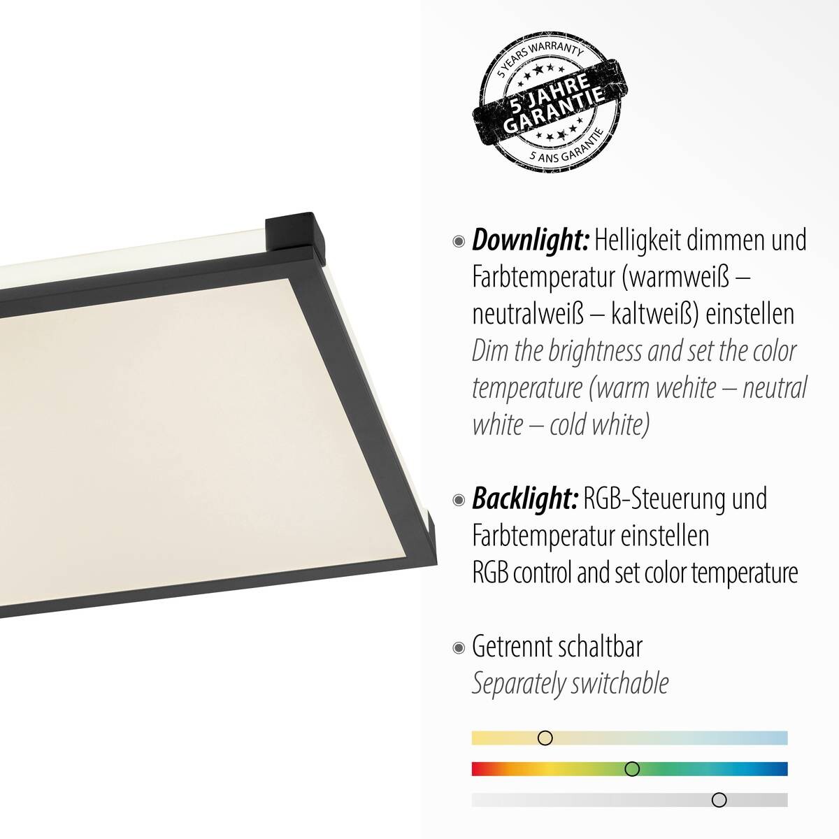 Just Light LED-Deckenleuchte MARIO 11621-18 schwarz weiß Kunststoff Metall B/H/T: ca. 45x7,1x45 cm 2 Brennstellen