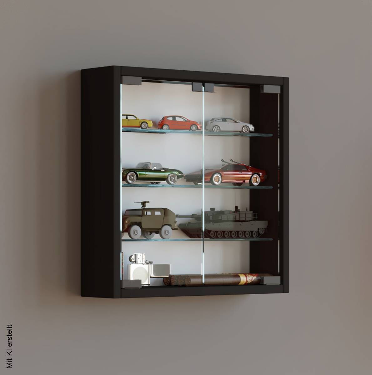 Vitrine Mandosa S schwarz Holzwerkstoff Glas B/H/T: ca. 40x40x10 cm