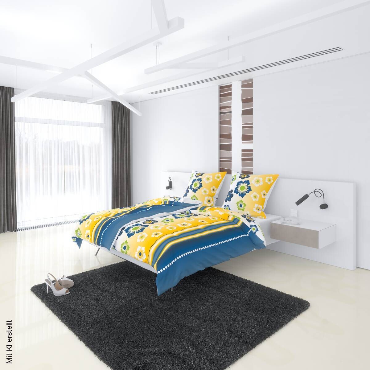 Microfaser Bettwäsche gelb Polyester B/L: ca. 135x200 cm
