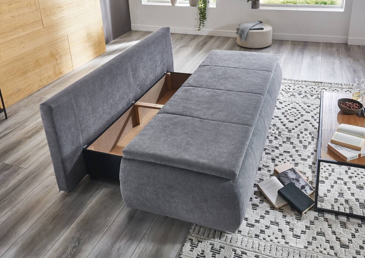 Dauerschlafsofa grau Microfaser B/H/T: ca. 207x94x90 cm