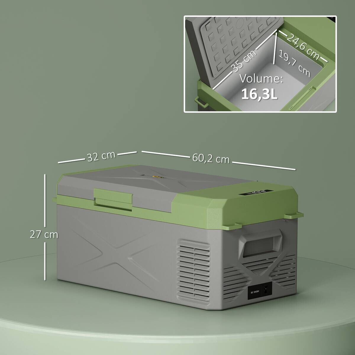 Outsunny Kühlbox grün grau Kunststoff Polyethylen B/H/L: ca. 32x27x60,2 cm