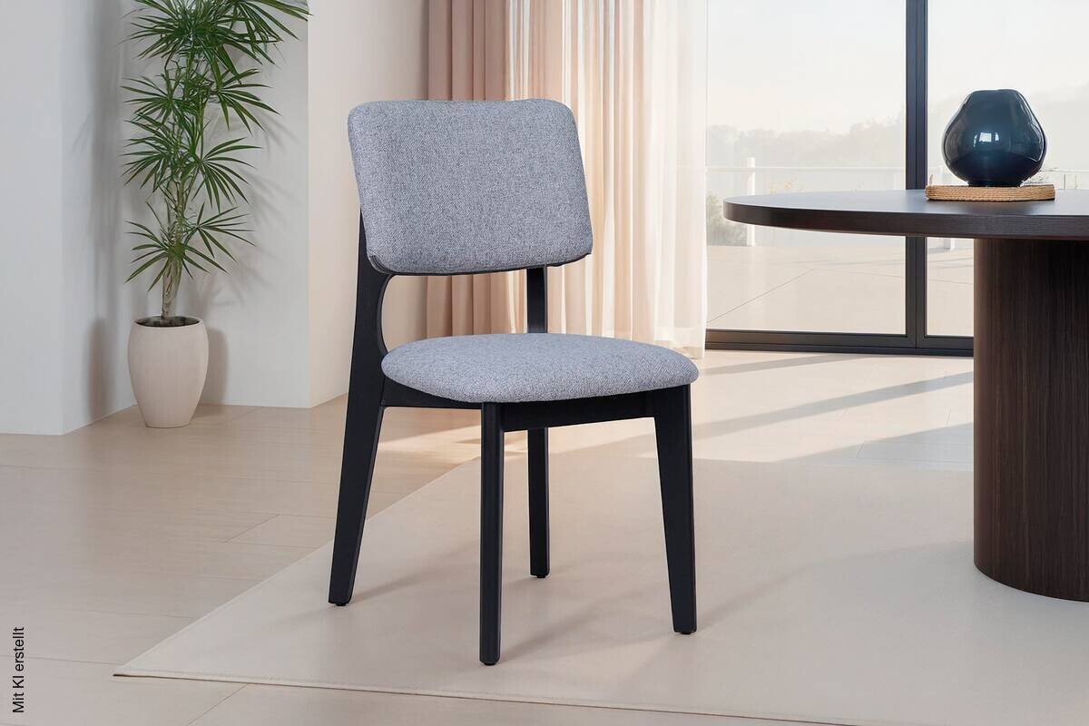 Stuhl ELSA, 2er-Set grau Webstoff B/H/T: ca. 48x87x54 cm