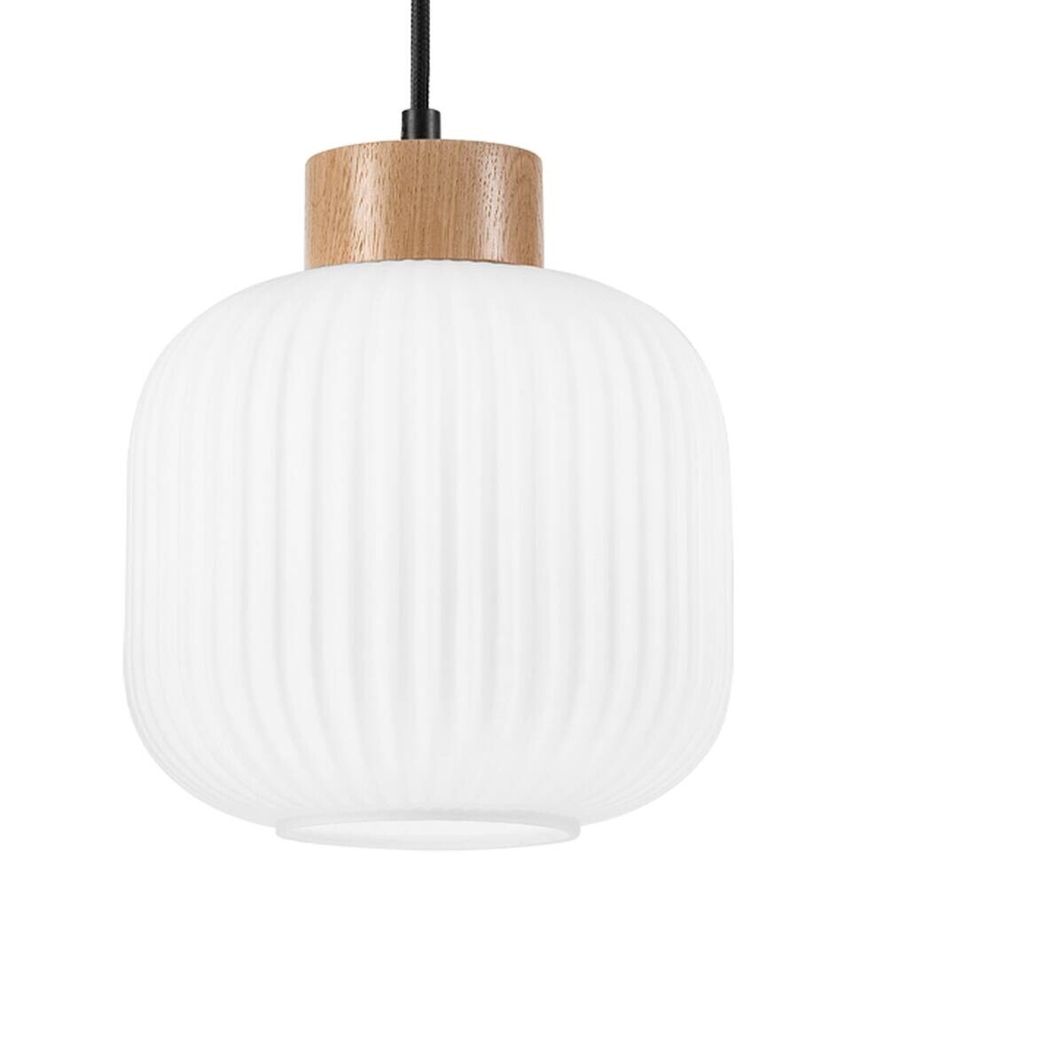 Lamkur Hängeleuchte Harmony weiß Eiche Glas Holz B/H/L: ca. 20x105x20 cm 1.0 Brennstellen