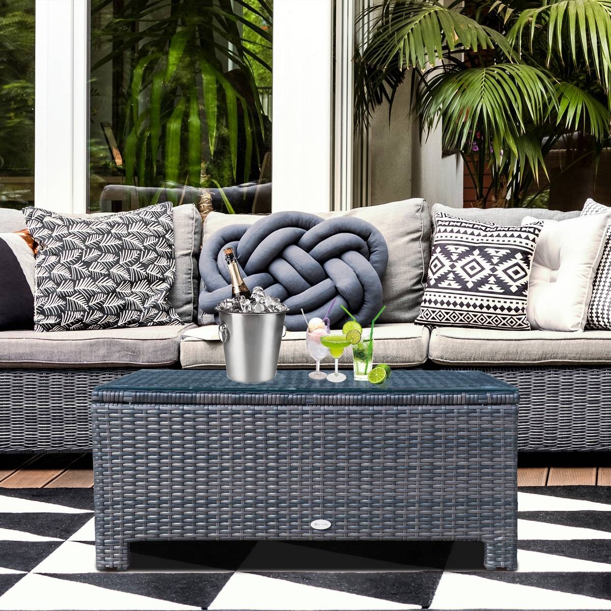 Outsunny Beistelltisch braun Metall B/H/L: ca. 50x39x85 cm
