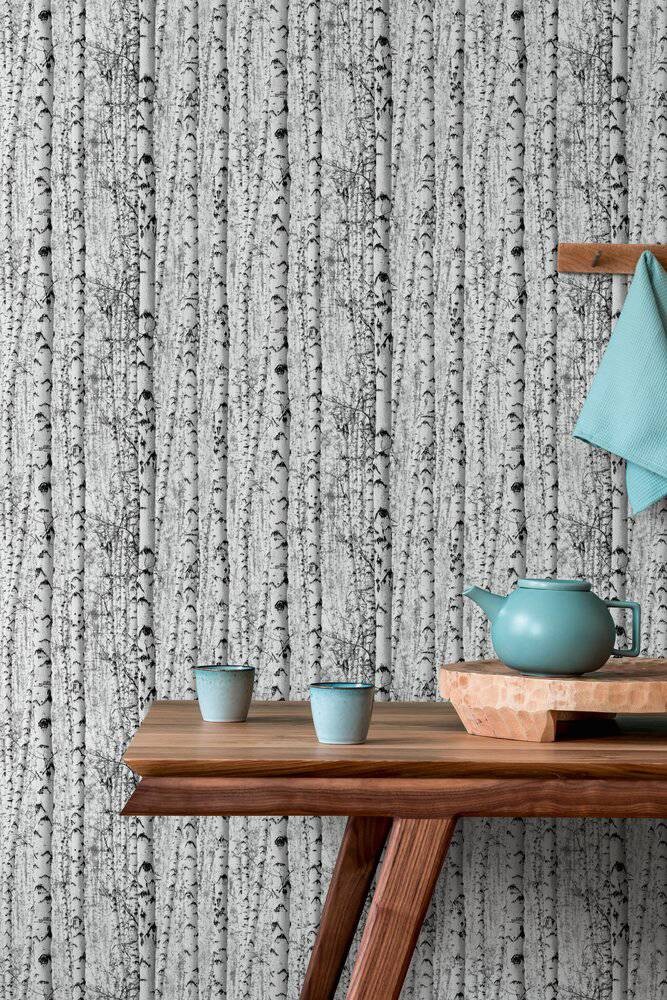 A.S.Creation Vliestapete Waldin Birkenwald schwarz weiß B/H: ca. 0,53x10,05 cm