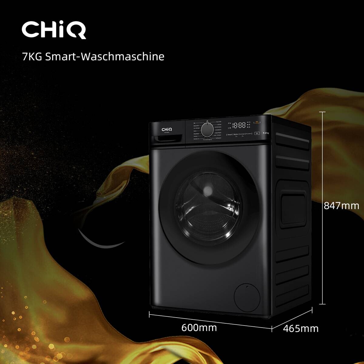 ChiQ Waschmaschine PW73863B schwarz B/H/T: ca. 60x85x46,5 cm ca. 7 kg