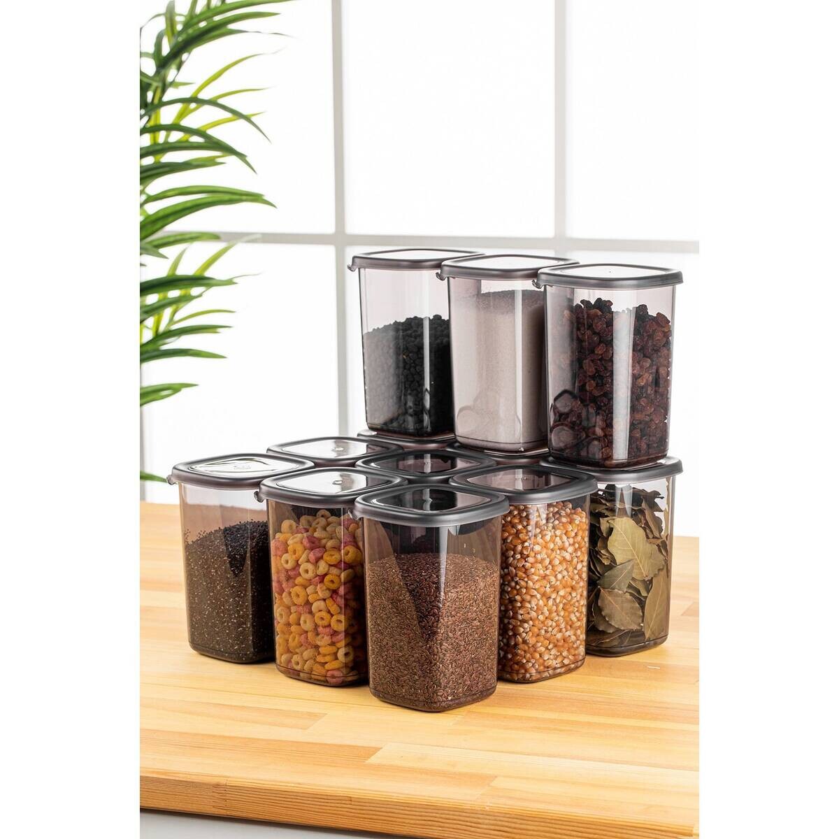 HermiaConcept Vorratsdosenset 12-tlg. anthrazit B/H/T/L/D: ca. 10x16,5x10x10x10 cm