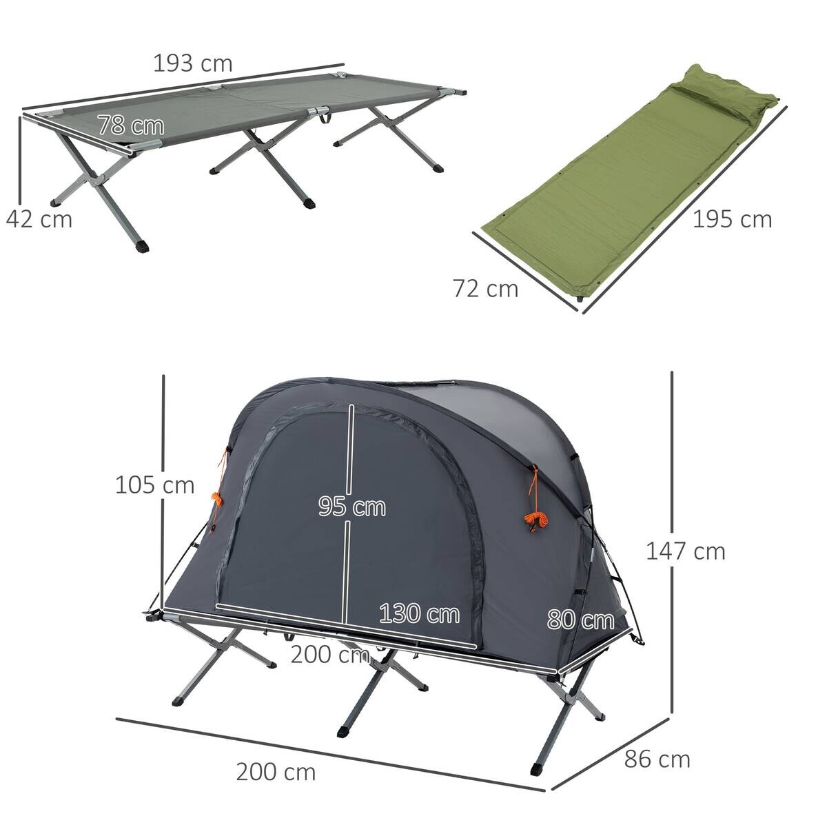 Outsunny Campingartikel B/H/L: ca. 86x200x147 cm