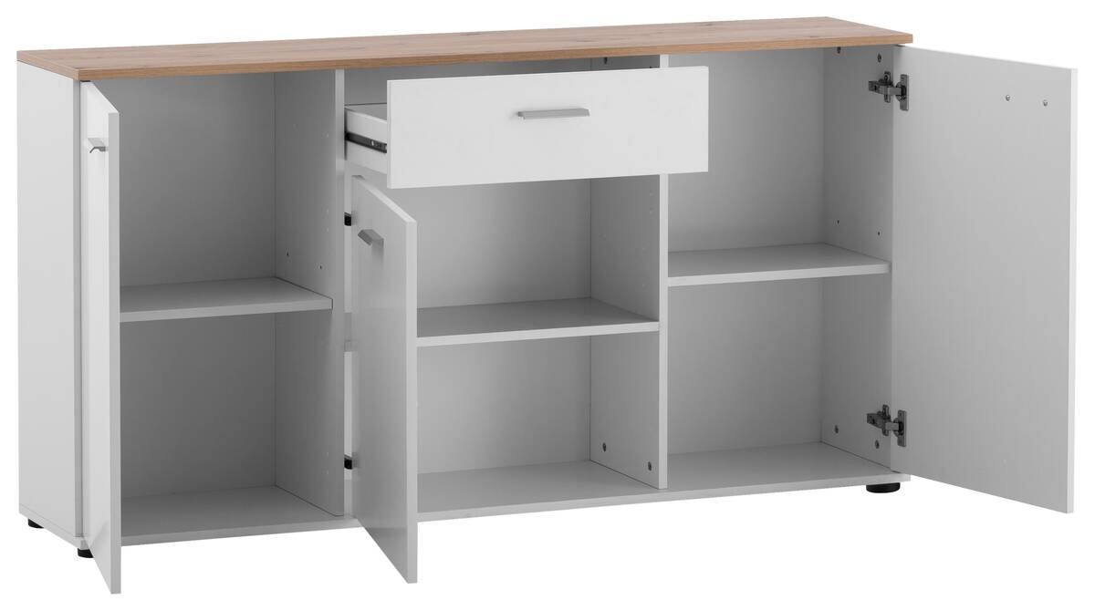 Kommode Alanis weiß matt Eiche Artisan Nachbildung B/H/T: ca. 150x80x34 cm