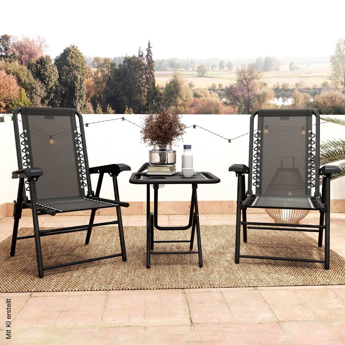 Outsunny Balkonmöbel-Set schwarz Netzstoff B/H/L: ca. 61x91x65 cm