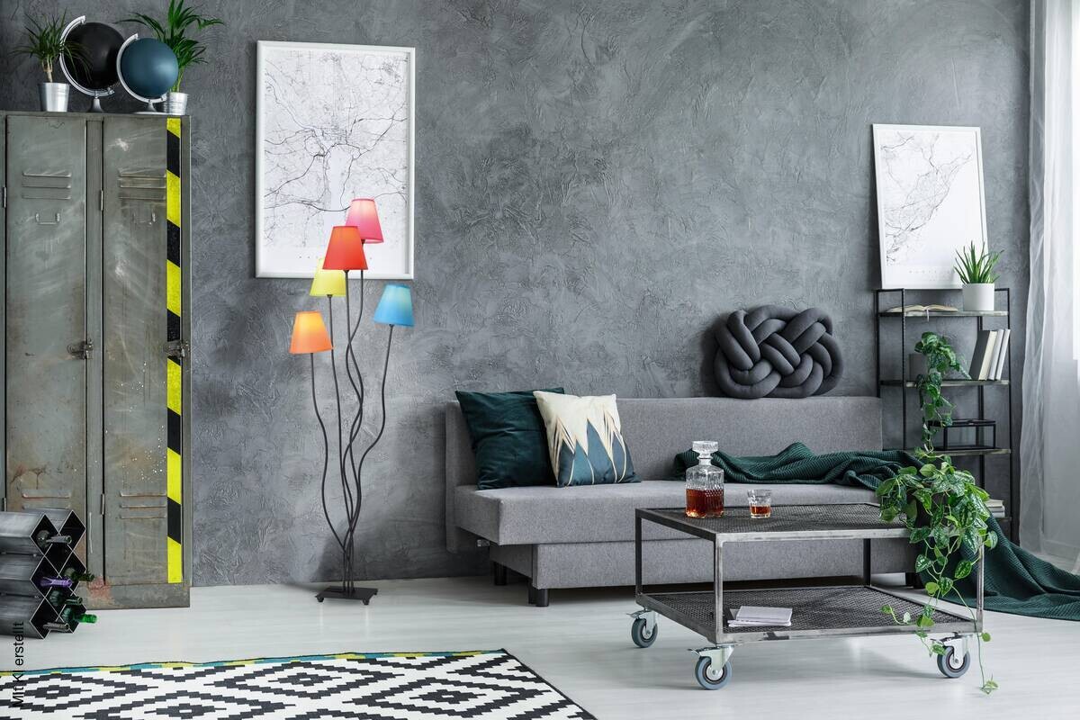 Näve Leuchten Stehlampe 2041261 multicolor Metall Textil B/H/T: ca. 36x166x40 cm 5 Brennstellen