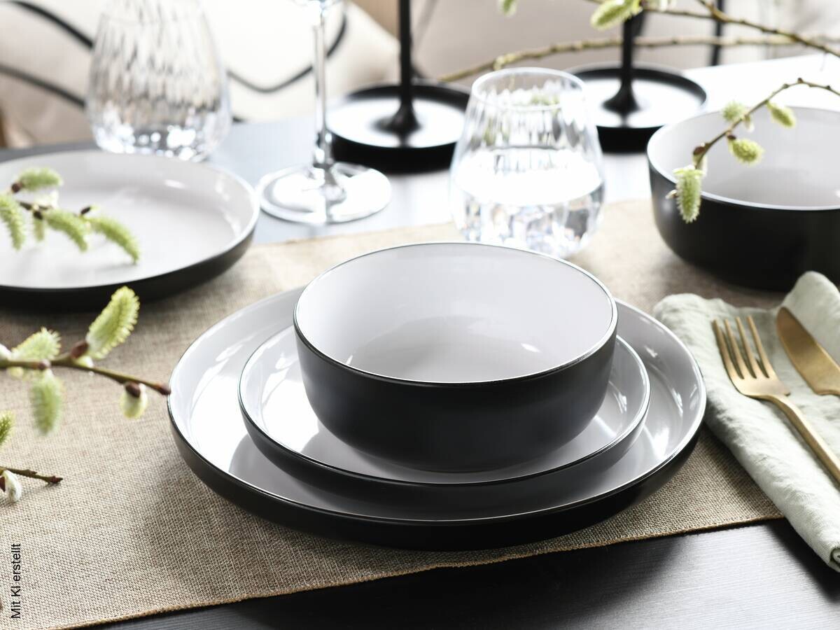 CreaTable Tafelservice Nordic weiß Steinzeug 12 tlg.