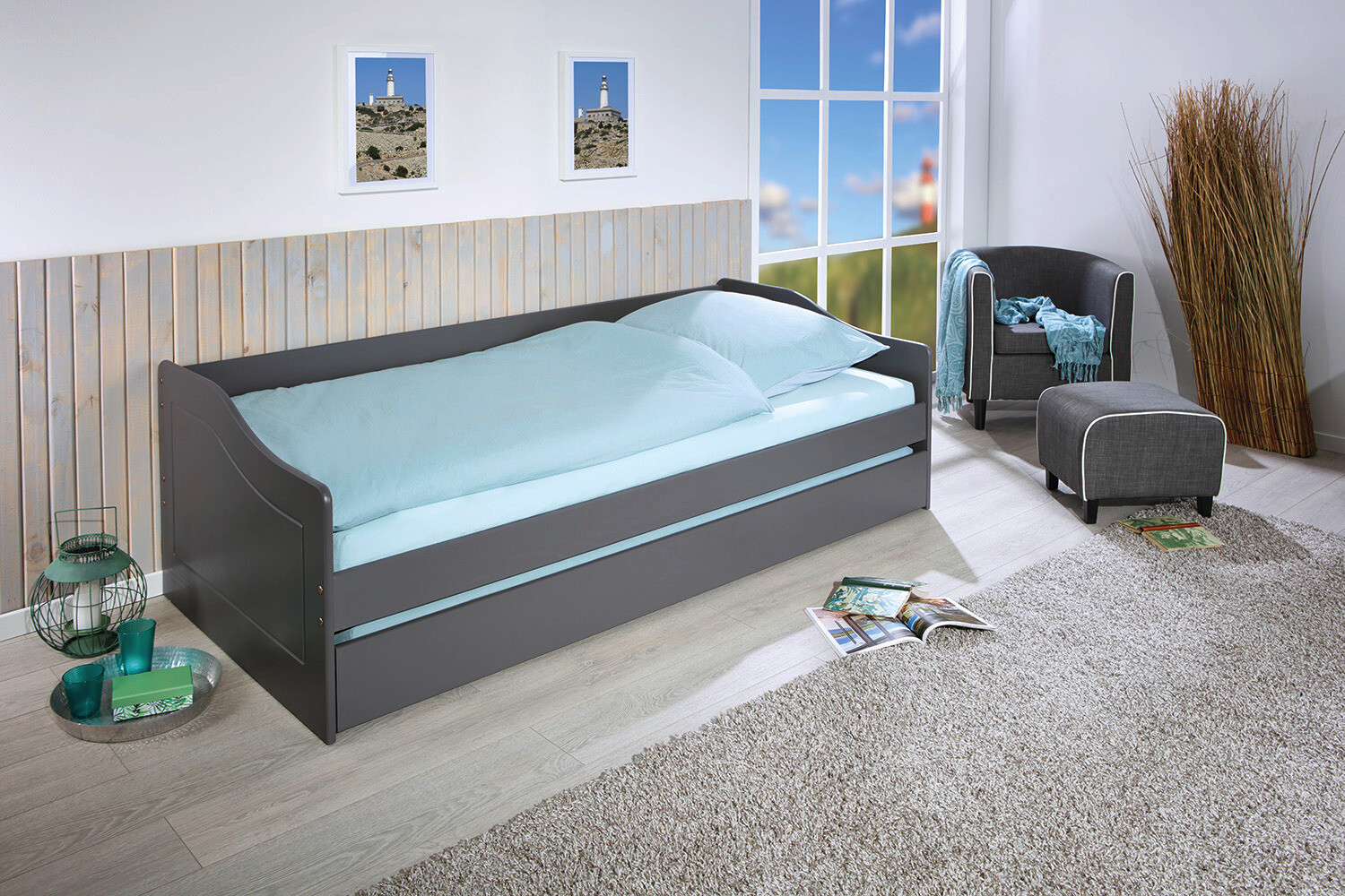 Funktionsbett Malte grau Liegefläche B/L: ca. 90x200 cm