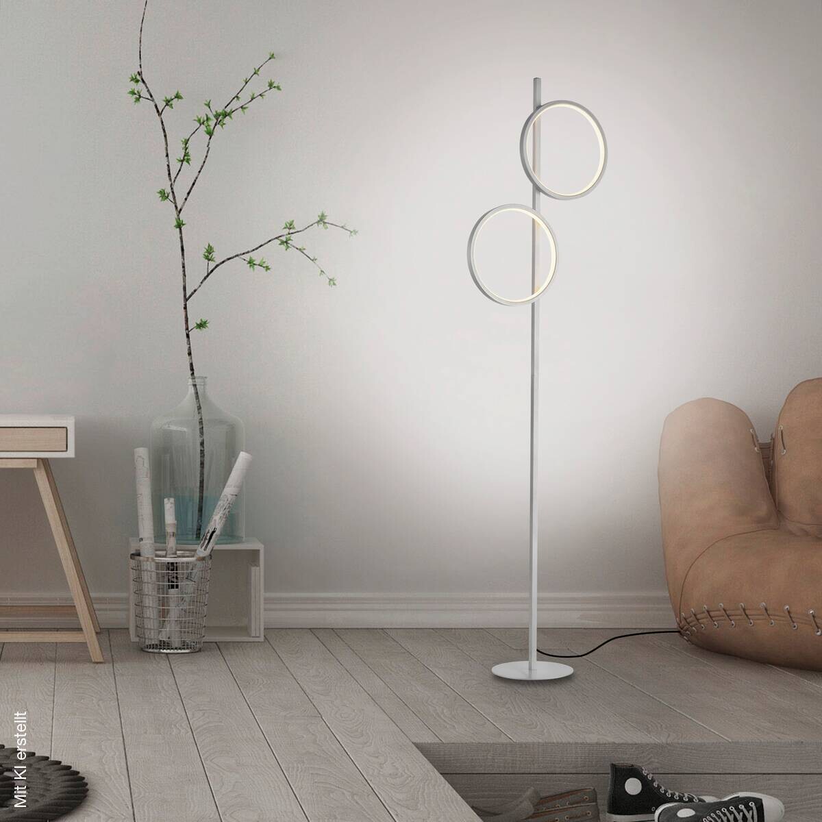 Just Light Stehlampe Mini-Ritus silber Eisen B/H/T: ca. 40,5x151x21 cm 2 Brennstellen