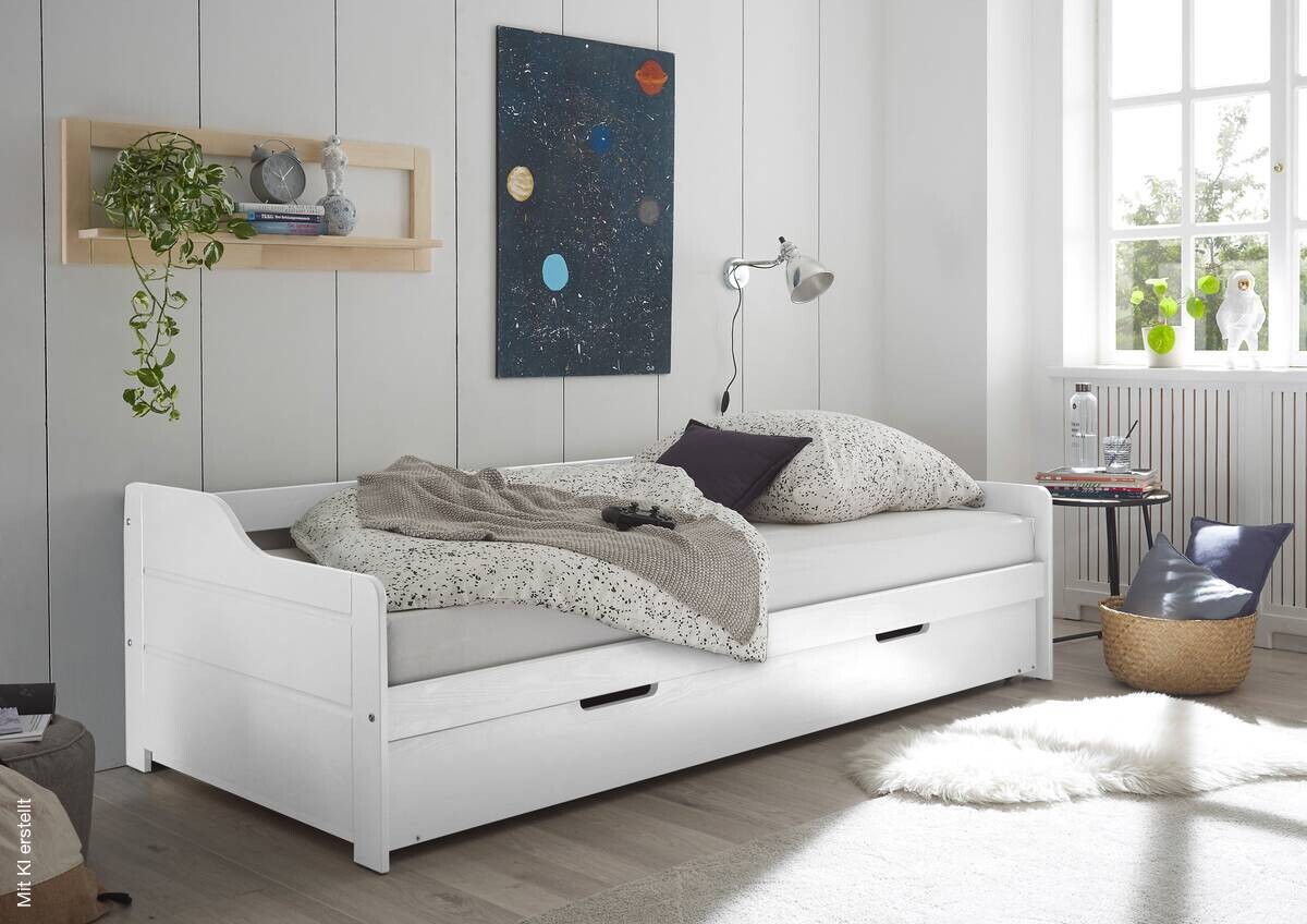 Funktionsbett Jesse kiefer weiß Liegefläche B/L: ca. 90x200 cm