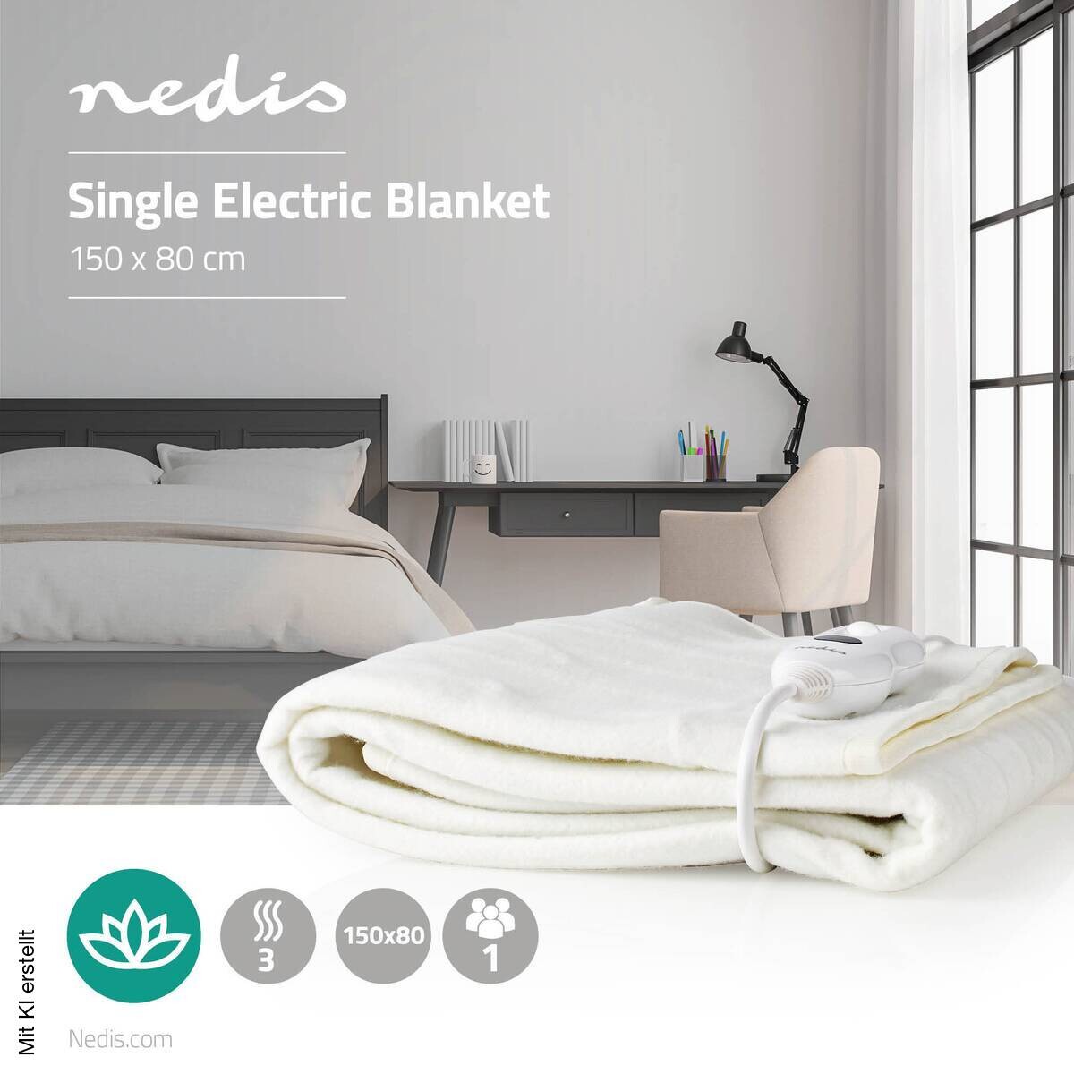 Nedis Heizdecke weiß Polyester B/H/L: ca. 151,2x2,2x79,7 cm