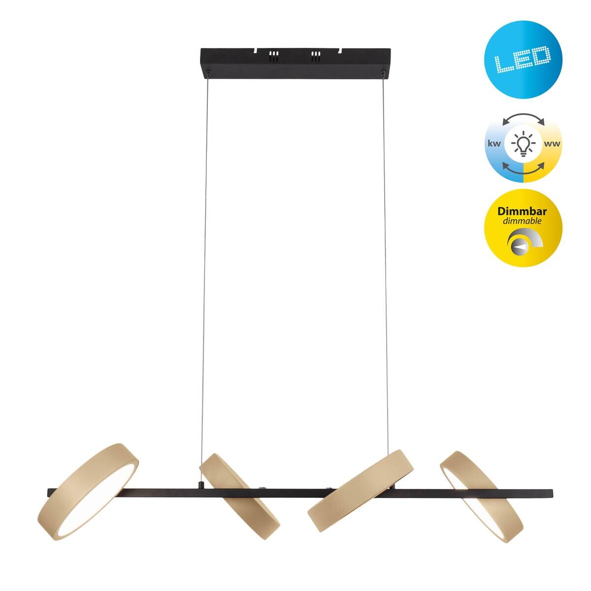 Näve Leuchten LED-Pendelleuchte beige Kunststoff Metall B/H/T: ca. 110x150x52 cm