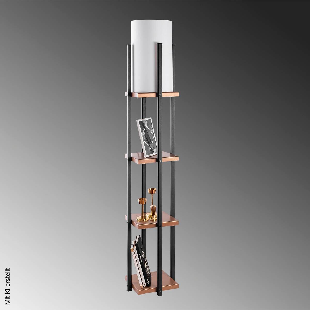 Opviq Stehlampe Kupfer schwarz Metall B/H/T/L/D: ca. 25x130x25x25x25 cm E27 1 Brennstellen