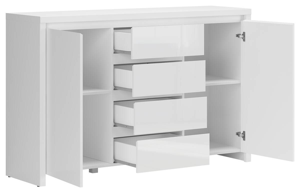 Sideboard Larios weiß matt weiß glänzend B/H/T: ca. 143x91x40 cm