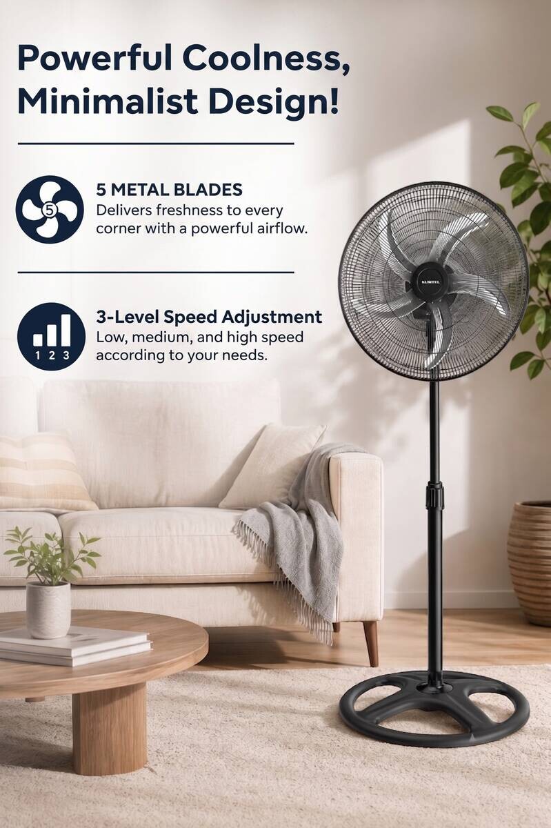 Opviq - Kumtel Standventilator schwarz Kunststoff B/H/L: ca. 50x132x50 cm