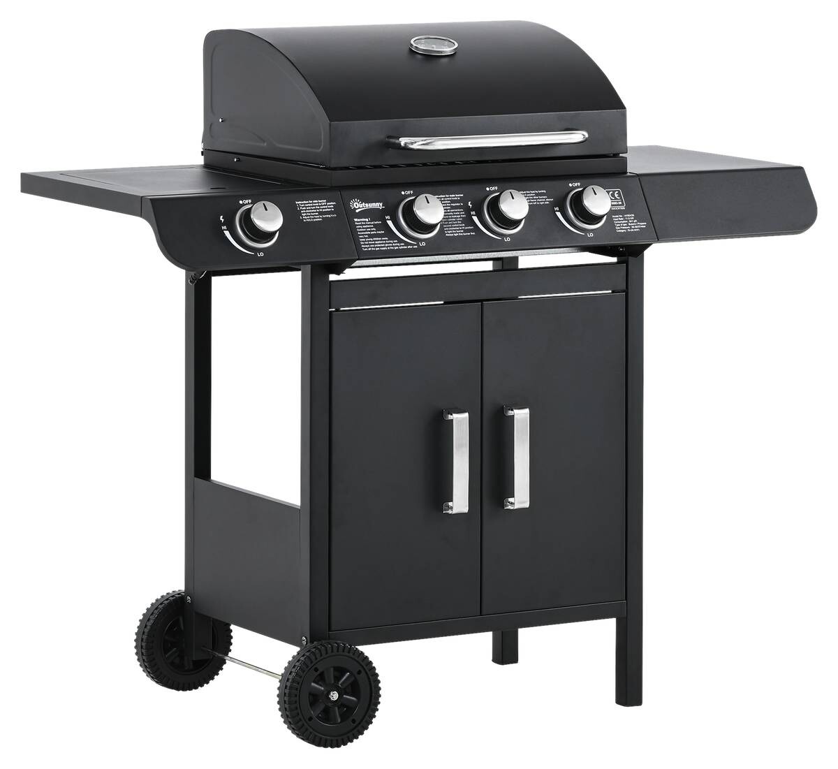 Outsunny Gasgrill Stahl B/H/L: ca. 50x100x110 cm