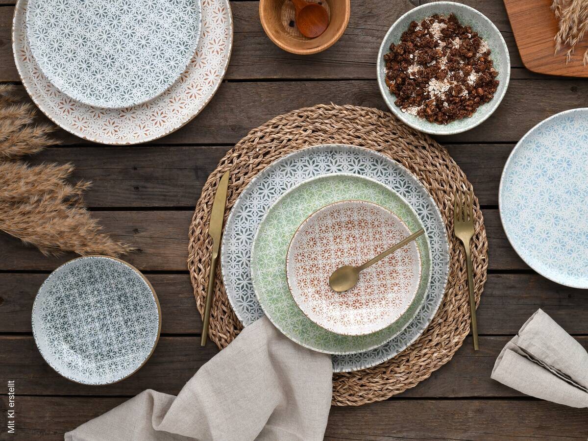 CreaTable Tafelservice Uno bunt Steinzeug 12 tlg.
