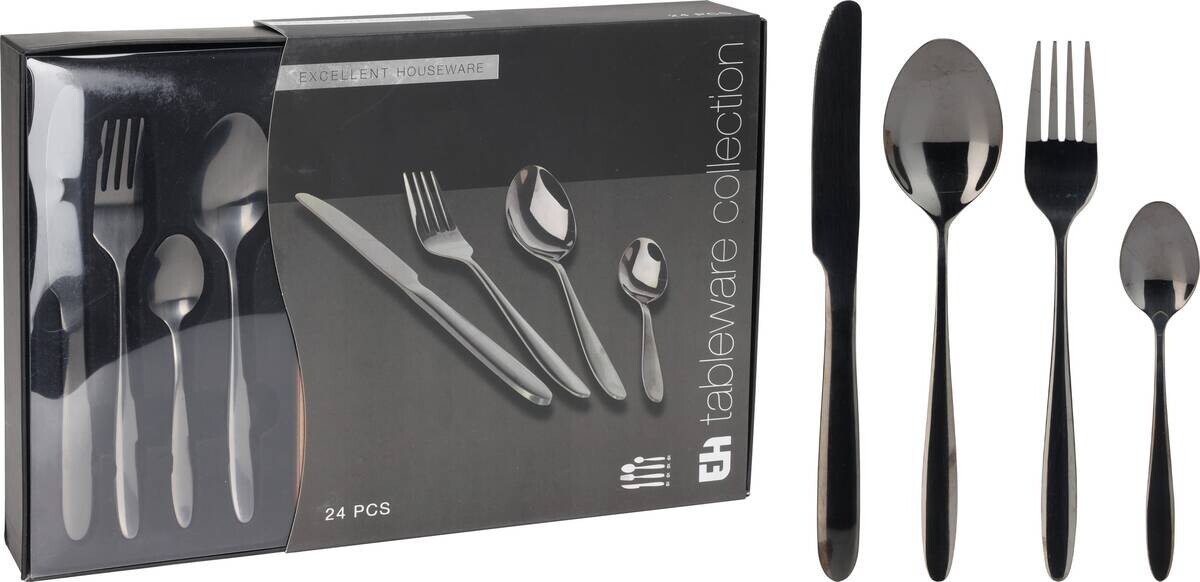 Besteckset schwarz Edelstahl 24 tlg.