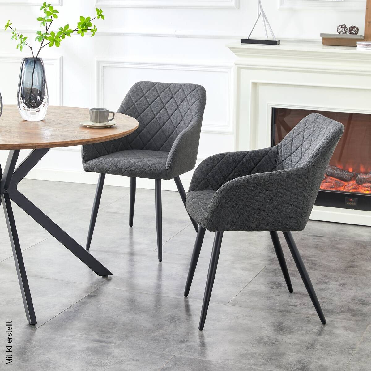 Stuhl LEA, 2er Set anthrazit Webstoff B/H/T: ca. 56x83x60 cm