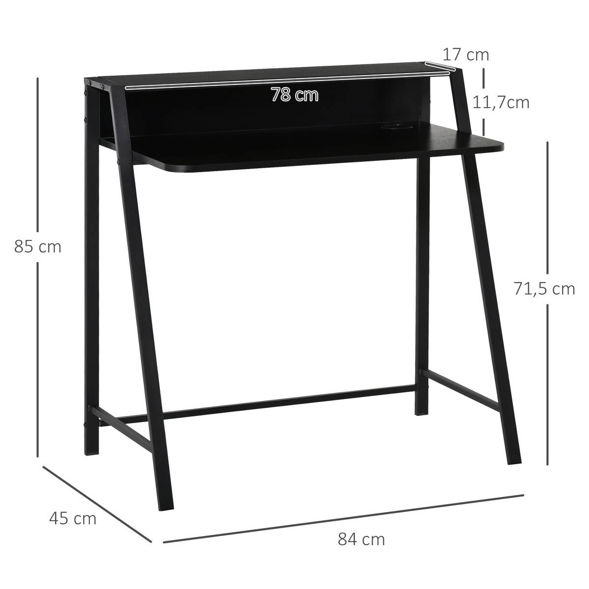 Schreibtisch 836-055BK schwarz B/H/T: ca. 84x85x45 cm