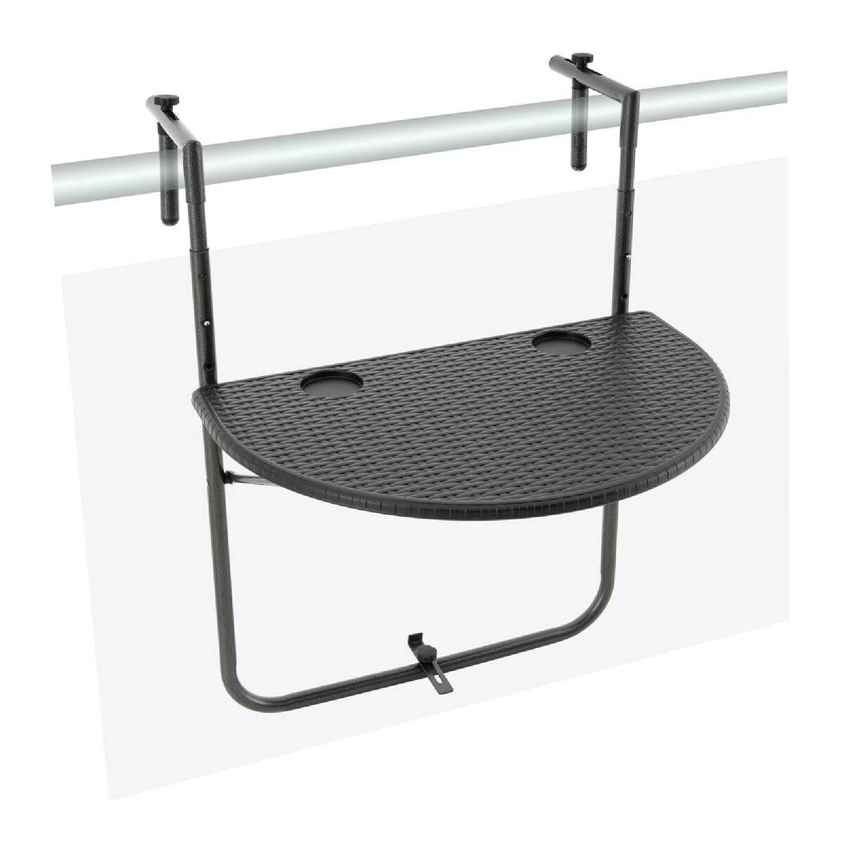 VCM Balkonhängetisch schwarz Polyrattan B/H/L: ca. 59x83x40 cm