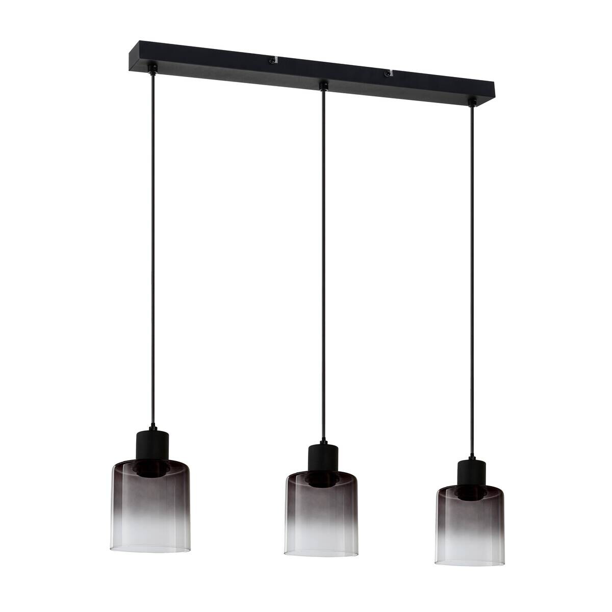 POCOline Pendelleuchte Nera schwarz Rauch Metall Rauchglas B/H/T: ca. 62x120x10 cm E27 3 Brennstellen