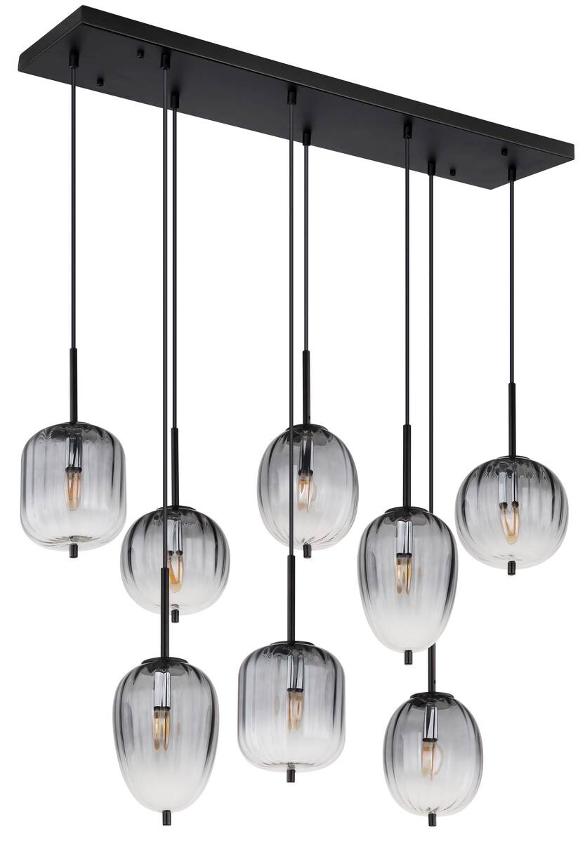 GLOBO Pendelleuchte mattschwarz Glas Metall B/H/T: ca. 32,5x120x102,5 cm 8.0 Brennstellen