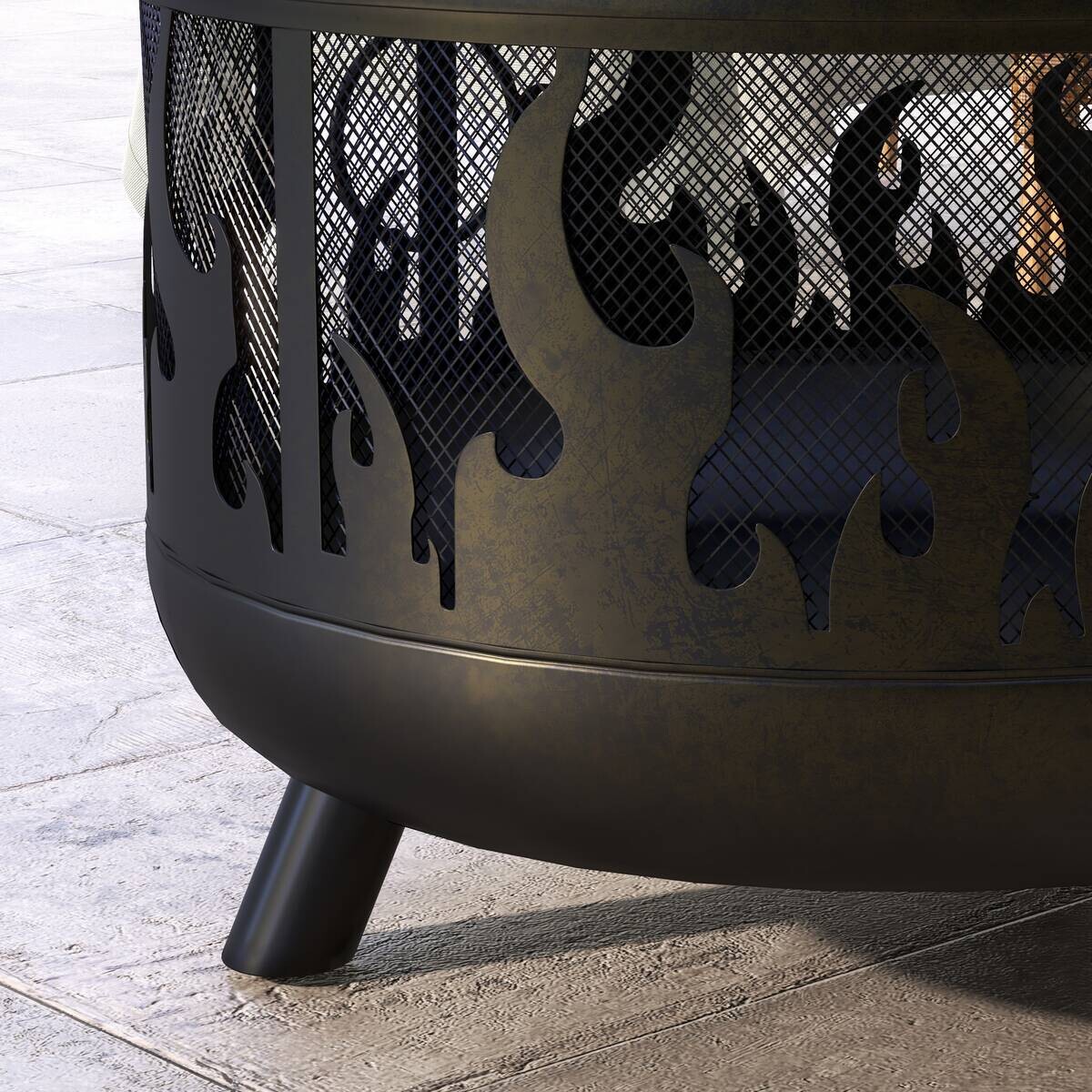 Outsunny Feuerschale schwarz Metall B/H/L: ca. 61x55x61 cm