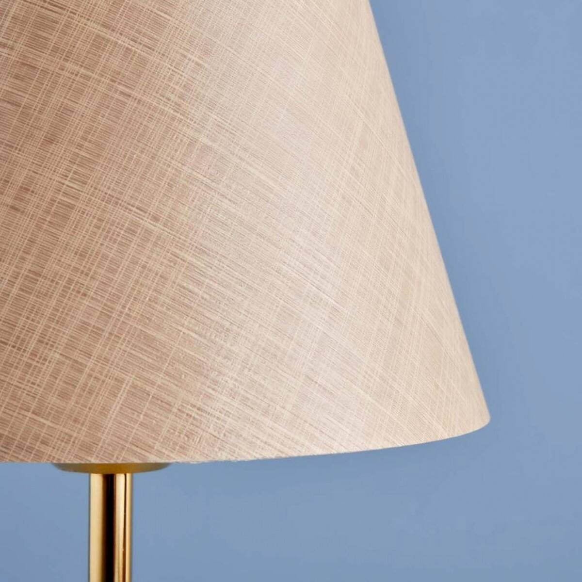 Tischleuchte gold beige Metall Stoff B/H/L/D: ca. 22x37x22x22 cm E27 1 Brennstellen
