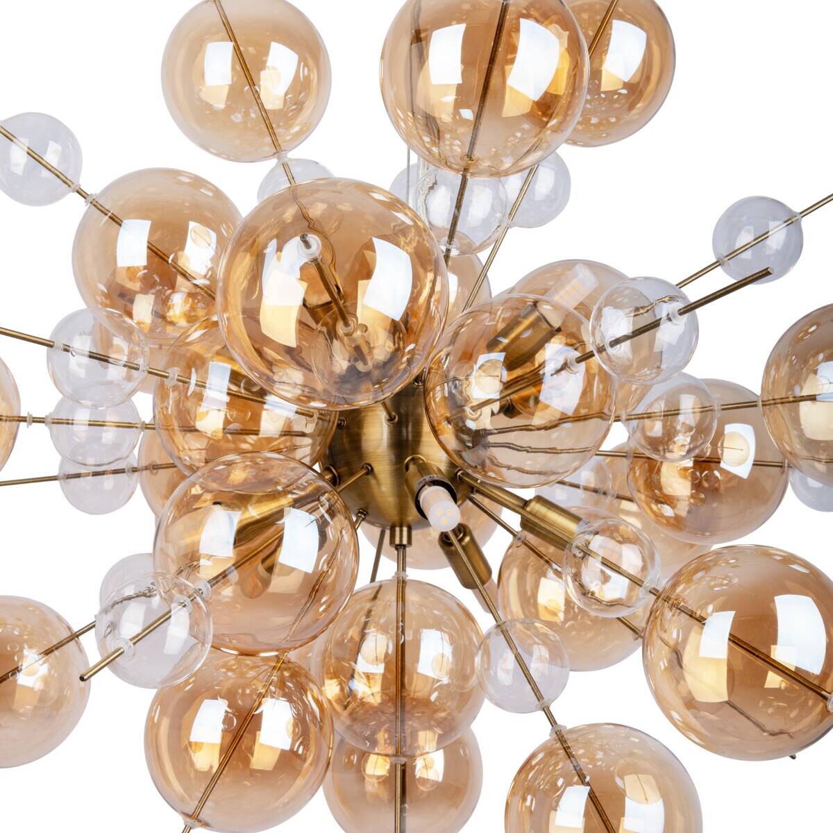 Näve Leuchten Pendelleuchte amber Glas Metall B/H/T/D: ca. 65x150x65x65 cm G9 10 Brennstellen