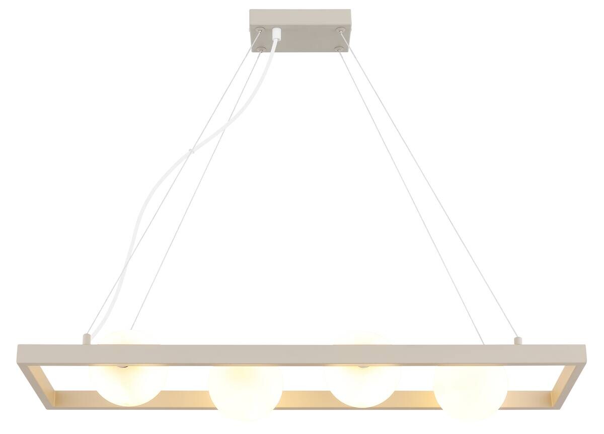 GLOBO Pendelleuchte sand Opal Glas Metall B/H/L: ca. 24x150x84 cm G9 4 Brennstellen